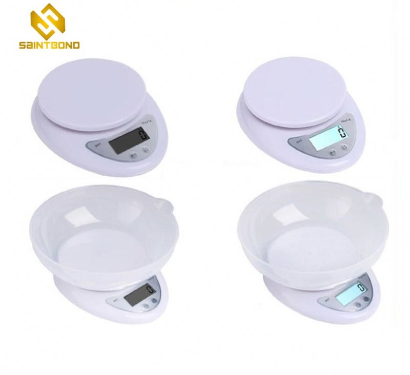 B05 Abs Plastic Kitchen Weighing Balance Scale, 5kg Digital Kitchen Scale With Removable Bowl