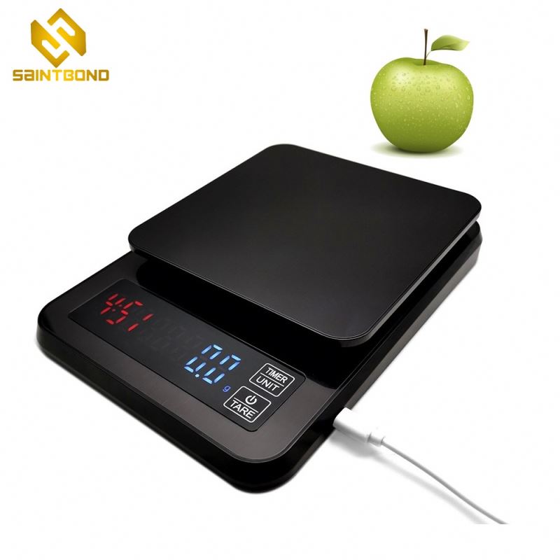 KT-1 3kg/0.1g Electronic Lcd Digital Kitchen Food Scale Drip Coffee Weighing Scale With Timer