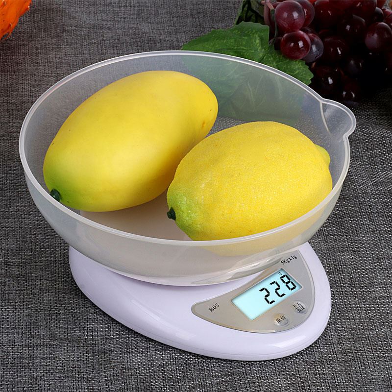 B05 Multifunction Household 5kg Electronic Scale, Digital Measuring Kitchen Food Weighing Scale With Bowl