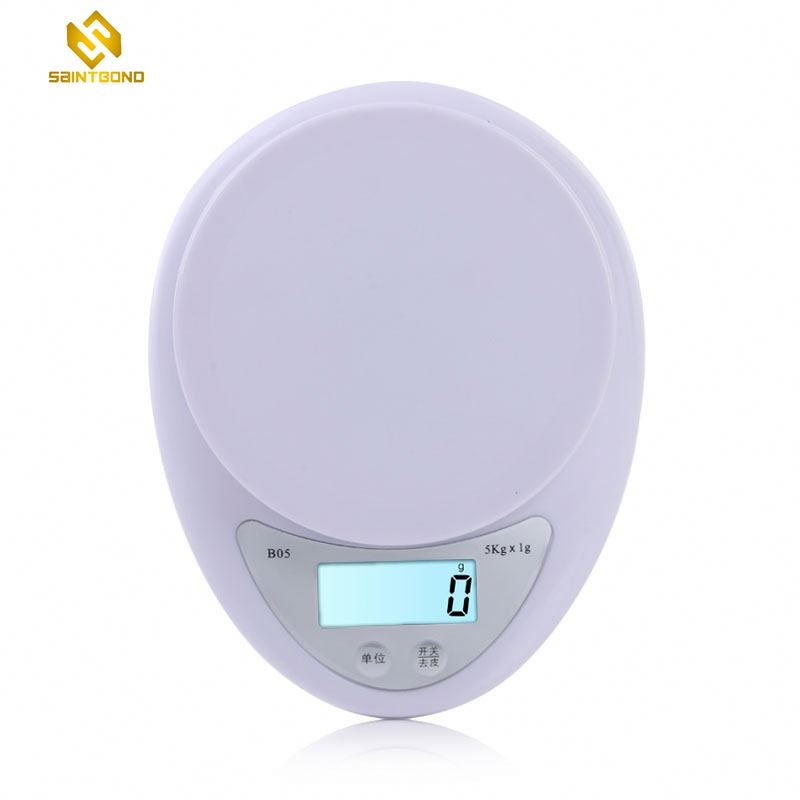 B05 Cheaper White Abs Kitchen Scale With Bowl, 5kg Kitchen Digital Food Scale