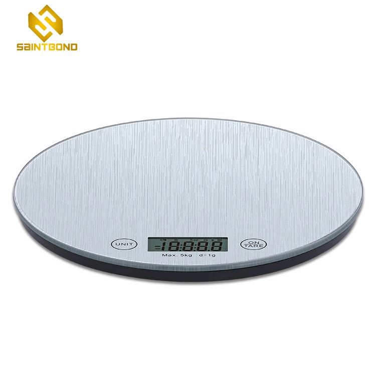 PKS007 5kg/1g China Round Electronic Decals Kitchen Scale With Temper Glass