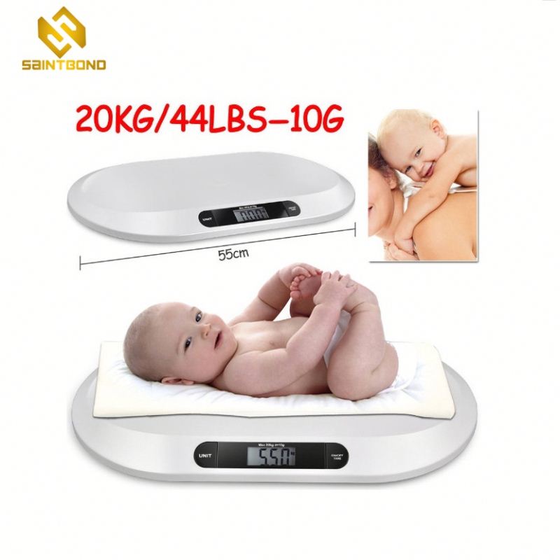 PT-606 White Digital Baby Scale Measure Infant/Pet Weight Accurately,MAX 20KG/44pounds, Precision of 10g, Large LCD, Length 55cm
